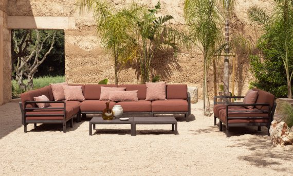 Sitting comfortably outside in the sunshine